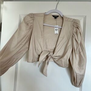 Express Cropped Tie-Front Top